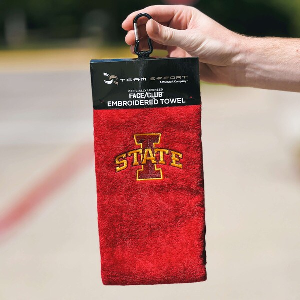 Team Effort I-State Cardinal Golf Towel with Carabiner
